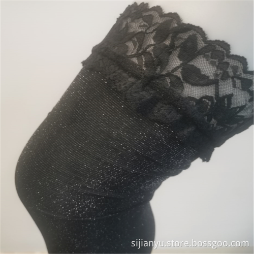 Moderne Damen Perlenbesatz Seide Nylon Spitze Strümpfe